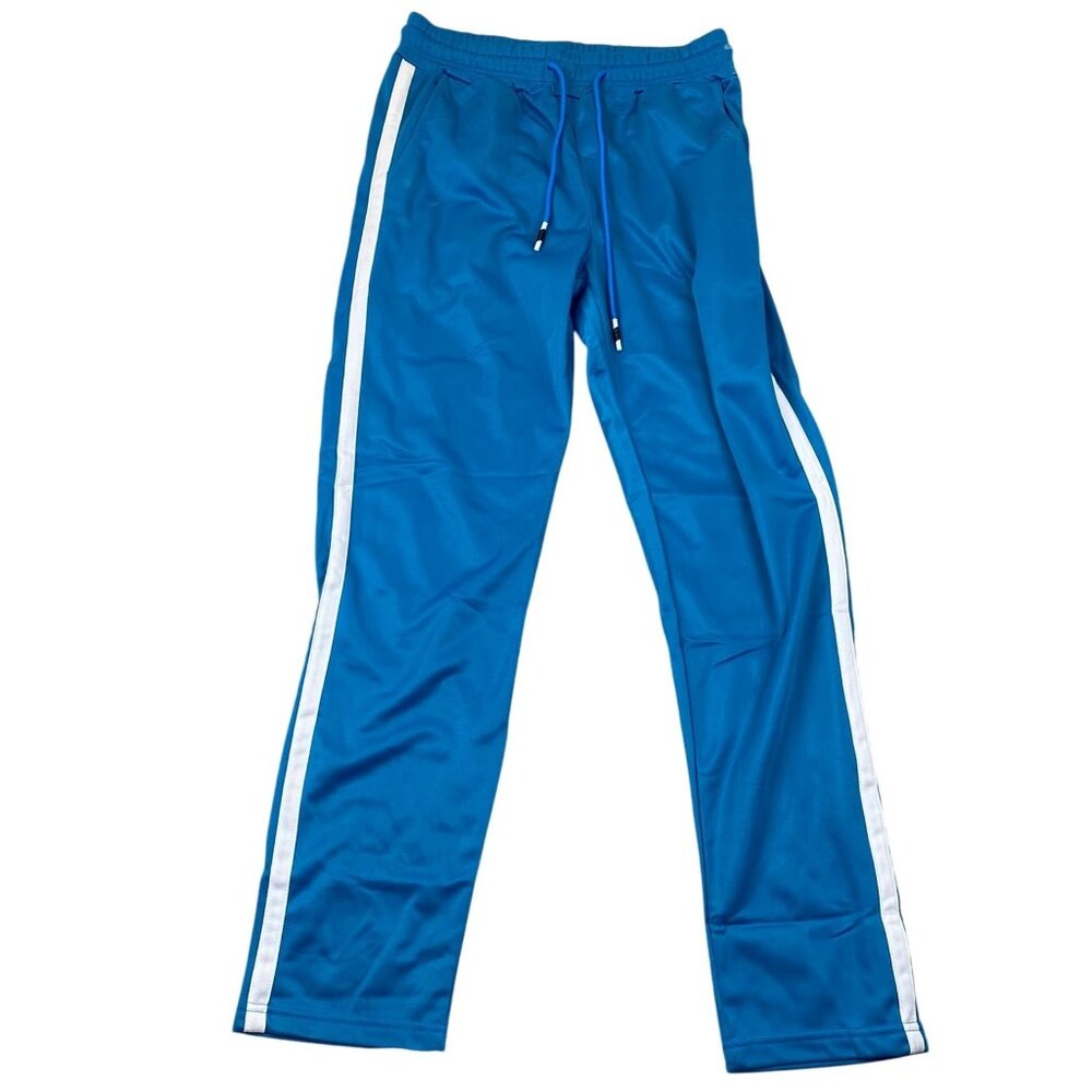Mens Track Pants Small Blue Drawstring Pull On Straight Leg Activewear Casual